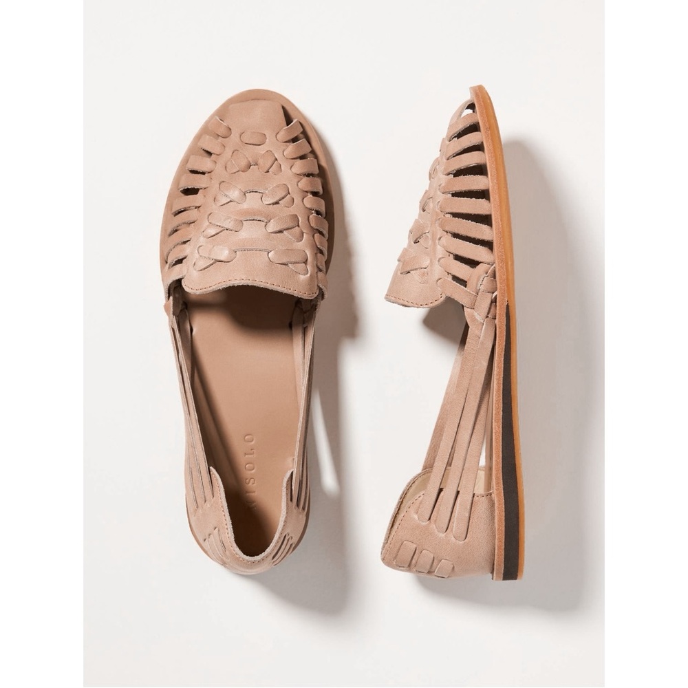 Nisolo Blush Tan Leather Woven Huarache Sandals
